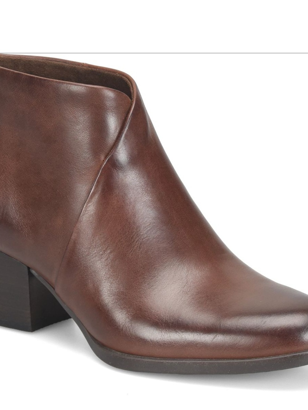 Born KALIE Brown Leather Ankle Booties with Block Heel - Picture 2 of 5
